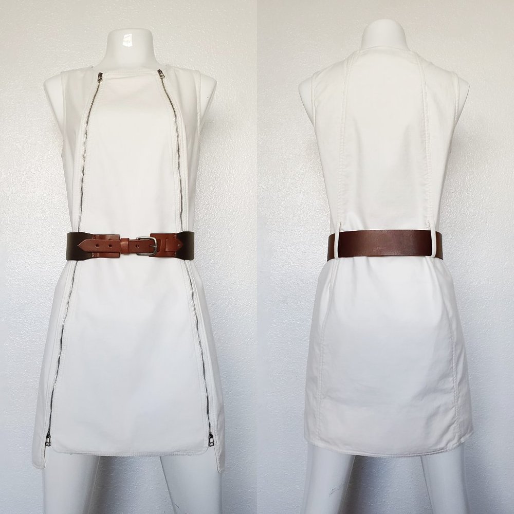 Robert Rodriguez White Canvas Dual Zip Shift Dress - Picture 4 of 9